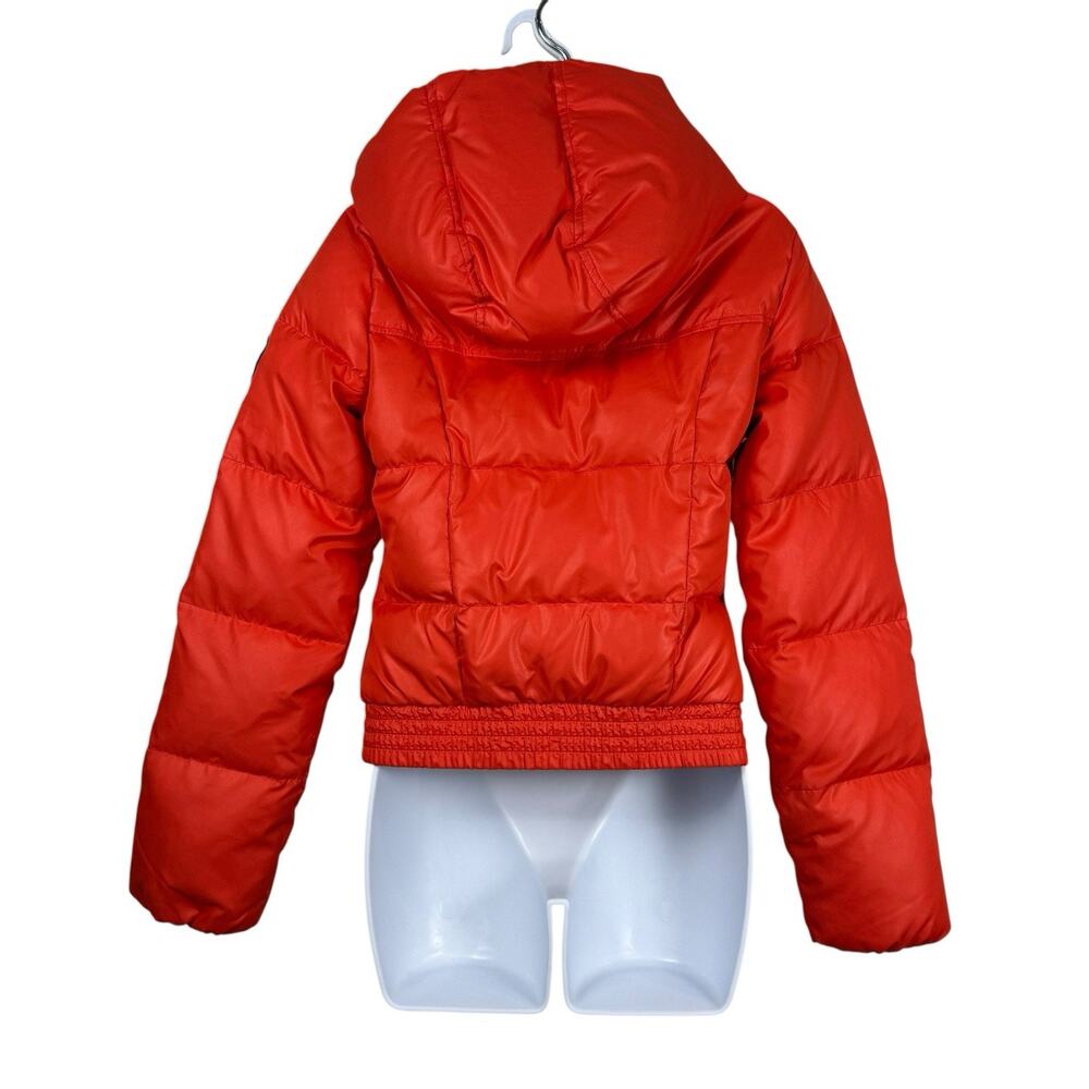 Abercrombie & Fitch Jacket Kids Extra Large Orange Down Puffer Coat Y2K Bomber - Picture 8 of 11
